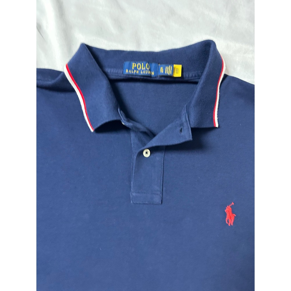 Polo Ralph Lauren Mens XL Classic Fit Navy Blue Tipped Collar Polo Red Pony